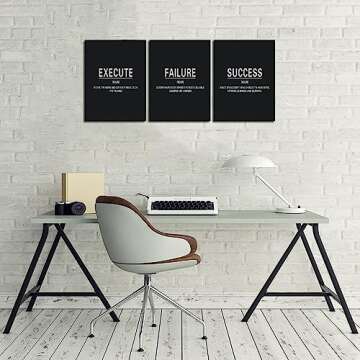 Motivational Success Quotes Canvas Art - 3 Panel Set