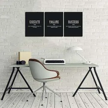 Motivational Success Quotes Canvas Art - 3 Panel Set