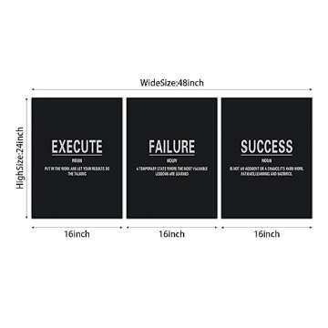 Motivational Success Quotes Canvas Art - 3 Panel Set