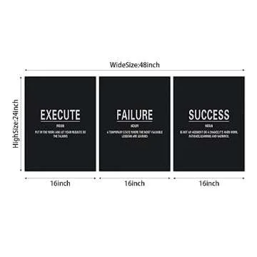 Motivational Success Quotes Canvas Art - 3 Panel Set