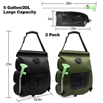 LFSEMINI Solar Shower Bag 2 Pack for Camping & Outdoor Use