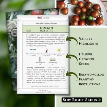 Sow Right Seeds - Black Cherry Tomato Seeds for Planting - Non-GMO Heirloom Packet with Instructions...