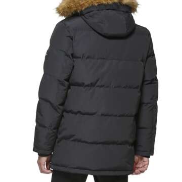 Tommy Hilfiger Men's Arctic Cloth Full Length Quilted Snorkel Jacket (Regular and Big and Tall Sizes), Black, XL