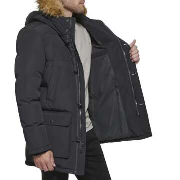 Tommy Hilfiger Men's Arctic Cloth Full Length Quilted Snorkel Jacket (Regular and Big and Tall Sizes), Black, XL