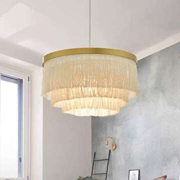 Saimmaa Nordic Romantic Pendant Lighting Tassel Chandeliers Creative Modern Ceiling Lights 3 Tiers i...