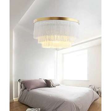 Saimmaa Nordic Romantic Pendant Lighting Tassel Chandeliers Creative Modern Ceiling Lights 3 Tiers in White