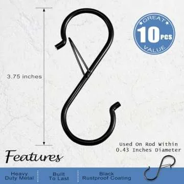 ADIIL 10 Pcs S Hooks - Safety Buckle & Strong Metal Design