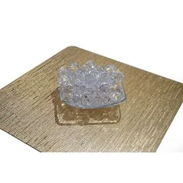 Dainty Home Reversible Metallic Galaxy Snake Skin Dining Table Indoor Outdoor Placemats Set of 4, 15 inch Square, Textured Solid Gold, 4 Count