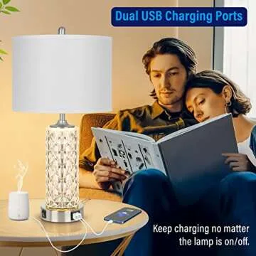 Stylish Table Lamps Set with Dual USB Ports