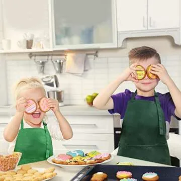 SINLAND Kids Apron with Pocket 2 Pack Adjustable Children Chef Apron for Cooking Baking Painting (M: 6-12 Years)