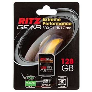 Ritz Gear 128GB High-Speed SDXC UHS-I Card for 4K