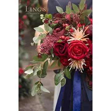 Burgundy & Navy Blue Bridal Bouquet for Weddings