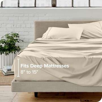 Bare Home King Sheet Set - Luxury 1800 Ultra-Soft Microfiber King Bed Sheets - Double Brushed - Deep Pockets - Easy Fit - 4 Piece Set - Bedding Sheets & Pillowcases (King, Sand)