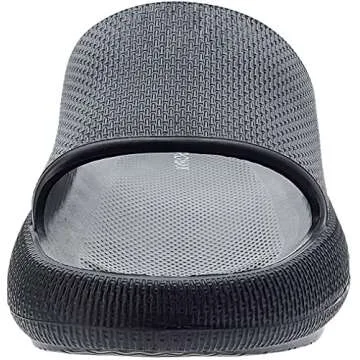 BRONAX Slides for Men Foam Cushion Non-Slip House Pillow Indoor Slippers House Sandals Sandles for Males Size 12 Comfy Cushioned Thick Sole 46-47 Black