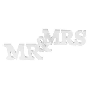 Super Z Outlet White Wooden Mr and Mrs Signs Wedding Present for Party Table Top Dinner Decoration, ...