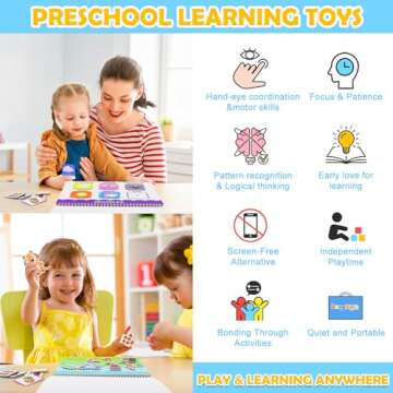 Toddler Learning Books for 2+ 3 4 Year Old Girls - Pre-Assembled Stickers & Reusable Activities Homeschool - Montessori Learning Toy for Boys Ages 3 and Up Birthday Gifts - Easter Basket Stuffers