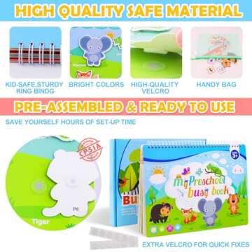 Toddler Learning Books for 2+ 3 4 Year Old Girls - Pre-Assembled Stickers & Reusable Activities Homeschool - Montessori Learning Toy for Boys Ages 3 and Up Birthday Gifts - Easter Basket Stuffers