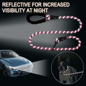 BARKBAY Dog Leashes for Large Dogs Heavy Duty Dog Leash 4/5/6 FT with Comfortable Padded Handle and Highly Reflective Threads for Medium Large Dogs Walking Training Running (5FT-1/2'',Pink)