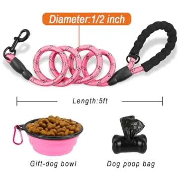 Durable BARKBAY Dog Leash with Padded Handle and Reflective Threads