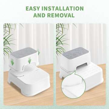 Two Step Stool for Kids, Double up Baby Child Toddler Stepping Stool for Potty Training,Bathroom Sink,Kitchen,Toilet Stool with Anti-Slip Strips for Safety, Stackable, Wide Step (2 Packs White)