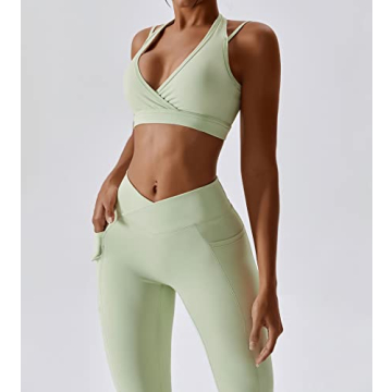 ABOCIW Women's Halter Sport Bra High Waist Leggings Workout Set