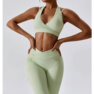 ABOCIW Women's Halter Sport Bra High Waist Leggings Workout Set