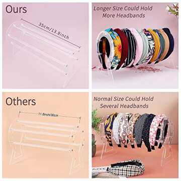 TOBATOBA Headband Holder, Headband Organizer, 13.8inch Upgraded Acrylic Headband Display, Clear Head...
