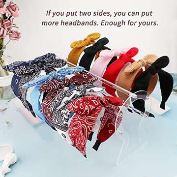 TOBATOBA Headband Holder, Headband Organizer, 13.8inch Upgraded Acrylic Headband Display, Clear Head Band Holder Organizer for Women Girls, Headband Storage Display for Girls Room Hair Accessories