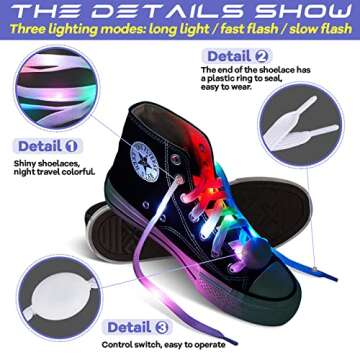 Syhood LED Light Up Shoe Laces Nylon LED Shoelaces with Flashing Shoe Laces for Party Favors Hip-hop Dancing (Multicolour)