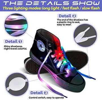 Syhood LED Light Up Shoe Laces Nylon LED Shoelaces with Flashing Shoe Laces for Party Favors Hip-hop Dancing (Multicolour)