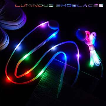 Syhood LED Light Up Shoe Laces Nylon LED Shoelaces with Flashing Shoe Laces for Party Favors Hip-hop Dancing (Multicolour)