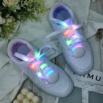 Syhood LED Light Up Shoe Laces Nylon LED Shoelaces with Flashing Shoe Laces for Party Favors Hip-hop Dancing (Multicolour)