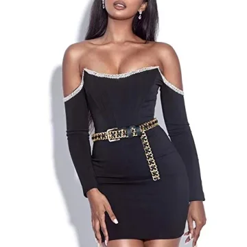 Stylish Glamorstar Gold Metal Punk Leather Chain Waist Belt