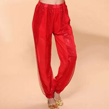 MUNAFIE Belly Dance Harem Pants US0-14 Red Shiny Fancy Pants