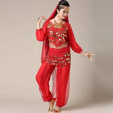 MUNAFIE Belly Dance Harem Pants US0-14 Red Shiny Fancy Pants