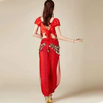 MUNAFIE Belly Dance Harem Pants US0-14 Red Shiny Fancy Pants