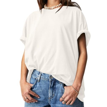 Women Casual Short Sleeve T-Shirt 2024 Summer Trendy Crew Neck Shirts Tops Loose Fit Basic Tee Tunic...