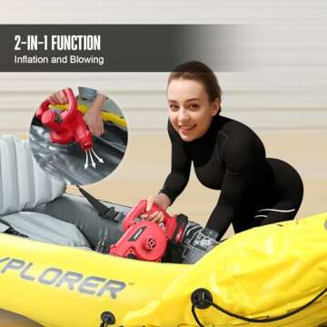 POPULO 20V Cordless Mini Electric Blower Kit,150mph Wind Speed for Cleaning Workshop,Garage,Inflating Air Mattress,Leaf Blower for Small Patio Areas, Included Battery,Inflating Adaptors and Charger