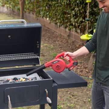 POPULO 20V Cordless Mini Electric Blower Kit,150mph Wind Speed for Cleaning Workshop,Garage,Inflating Air Mattress,Leaf Blower for Small Patio Areas, Included Battery,Inflating Adaptors and Charger