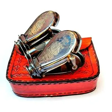 ASI NAUTICAL Vintage Antique Vintage Spy Glass Old Brass Binocular for Adults and Kids for Bird Watching, black (ASI0057)
