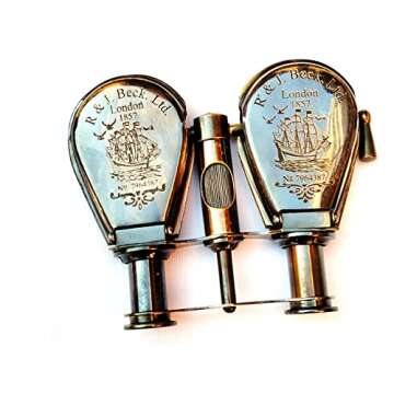 ASI NAUTICAL Vintage Antique Vintage Spy Glass Old Brass Binocular for Adults and Kids for Bird Watching, black (ASI0057)