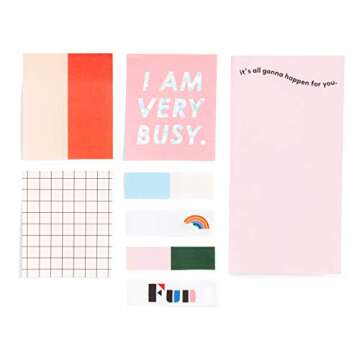 ban.do Cute Sticky Notes Set of 8 with 100 Sheets Each, Includes Sticky Tabs and Large Note Pads, Multi