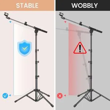 Ramzi Mic Stand,Double Support Tripod Microphone Stand Floor Boom Mic Stand with Mic Stand Bag and 2 Mic Clips Adjustable boom