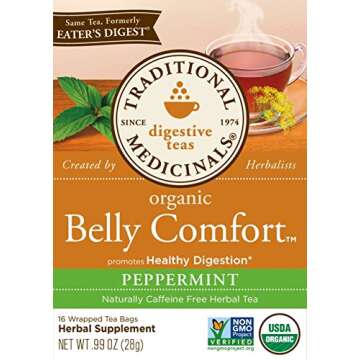 Traditional Medicinals Organic Belly Comfort Peppermint Digestive Tea, 16 Tea Bags (Pack of 1)