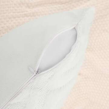 Pallene Spring Soft Faux Fur Throw Pillow Covers 18x18 Set of 2 - Plush Wool Decorative Couch Pillow Covers for Sofa Bed Living Room - with 3D Diamond Pattern - Cream White