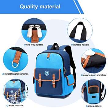 weiatas Kids Backpack Children Bookbag Preschool Kindergarten Elementary School Bag for Girls Boys (Blue-blue, Large)