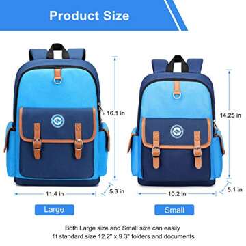 weiatas Kids Backpack Children Bookbag Preschool Kindergarten Elementary School Bag for Girls Boys (Blue-blue, Large)