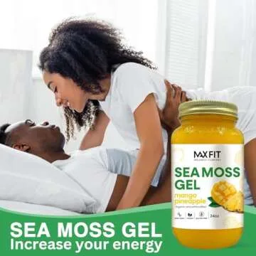 MAX FIT Sea Moss Gel Organic Raw (12 Flavors) 24oz Wildсrafted Gold Sea Moss Gel from Saint Lucia | 92 Vitamins and Minerals | Pure Raw+Non-GMO | Vegan Superfood