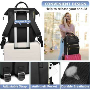 Women Laptop Backpack - 15.6" Waterproof Work Bag
