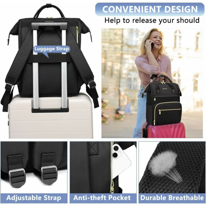 Women Laptop Backpack - 15.6" Waterproof Work Bag